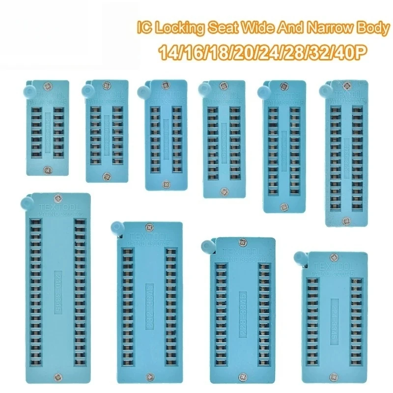 1pcs/lot 14 16 18 20 24 28 32 40 P Pin 2.54 MM Green DIP Universal ZIF IC Socket Test Solder Type IC lock seat zif socket