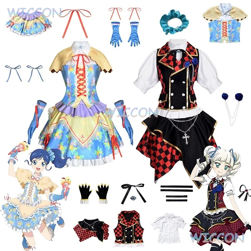 

Виртуальная певица, костюм для выступлений, аниме Aikatsu!cos Kiriya Aoi Todo Yurika, платье для косплея, парик, готическое платье Лолиты, женское платье на Хэллоуин