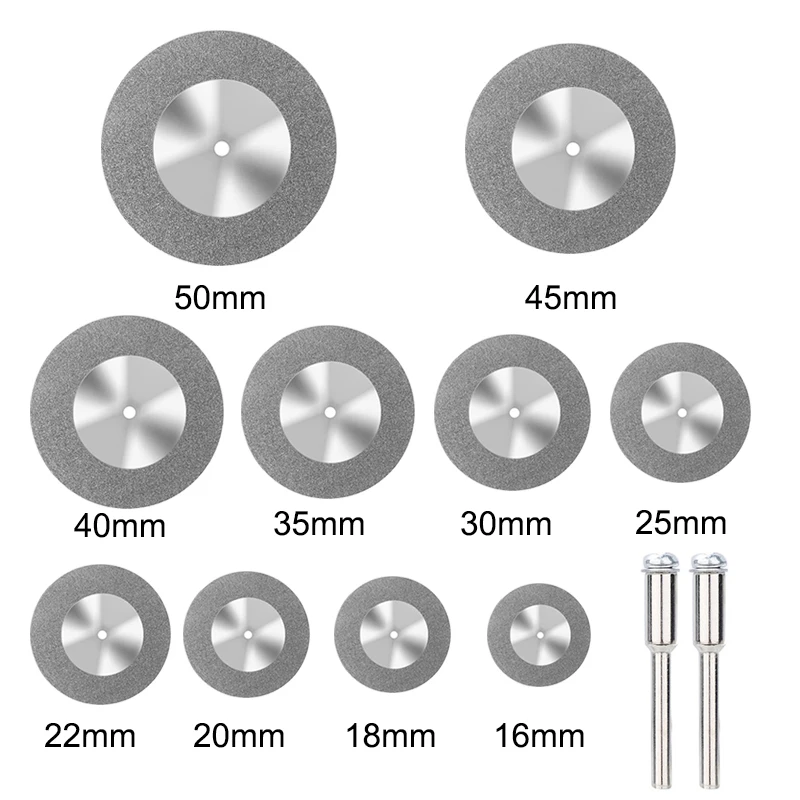 Xcan-ミニダイヤモンドソーブレード,16〜60mm,研削ホイール,ドレメル回転工具用丸鋸刃,ミニカッティングディスク,10個