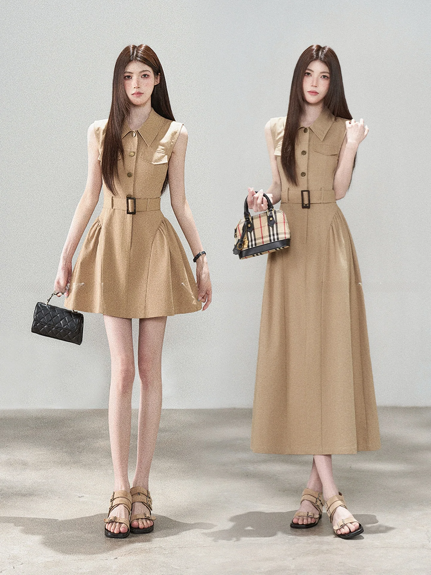 

Sumire Sadano Elegant Sleeveless Linen Dress Women's Summer Waist-Cinching Slimming High-Quality A-Line Skirt Business Casual