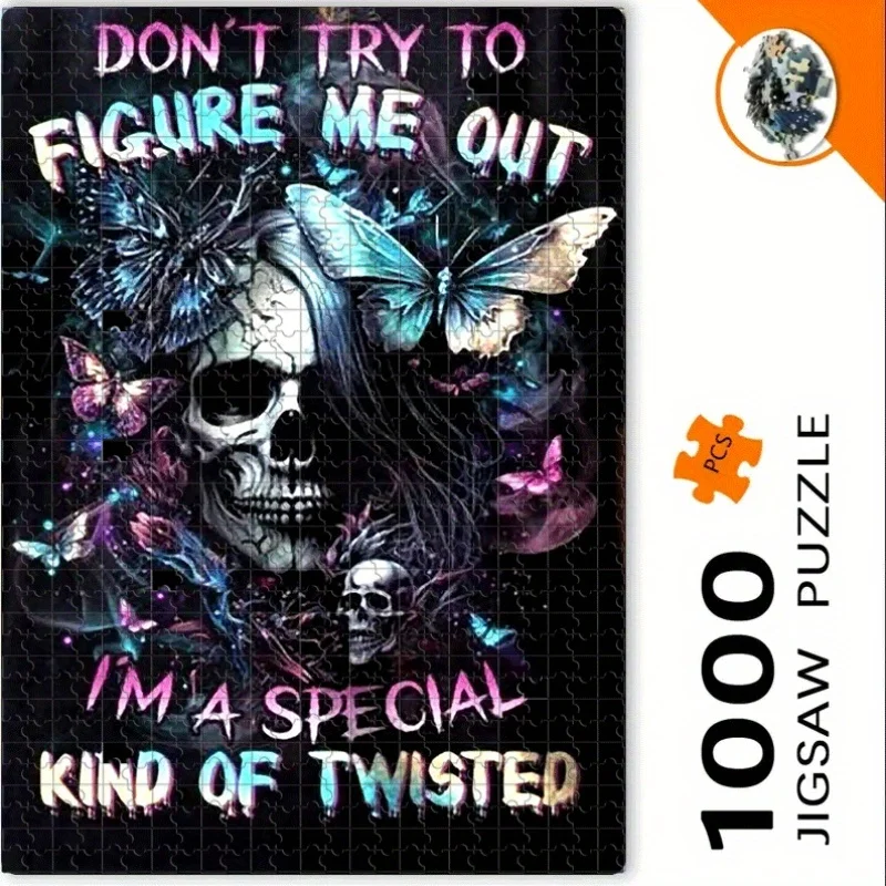 Farfalla e teschio: Twisted Self Puzzle 500 pezzi/1000 pezzi Puzzle per adulti - Gioco interattivo per famiglie, Sfida per compagni universitari, Br