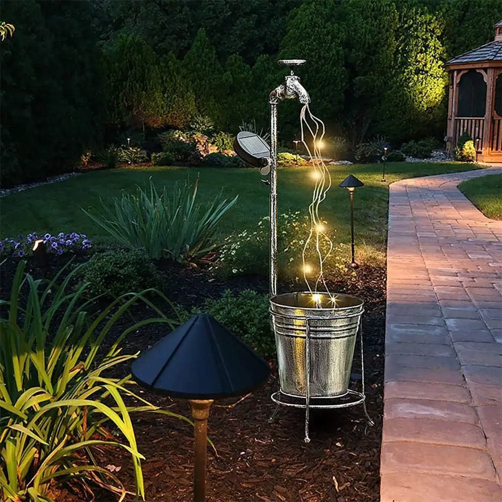 Solar Watering Tap Lights Led Iron Planter Lantern Light Waterproof Yard Outdoor Lights Garden Decoration Outdoor Landscape Lamp