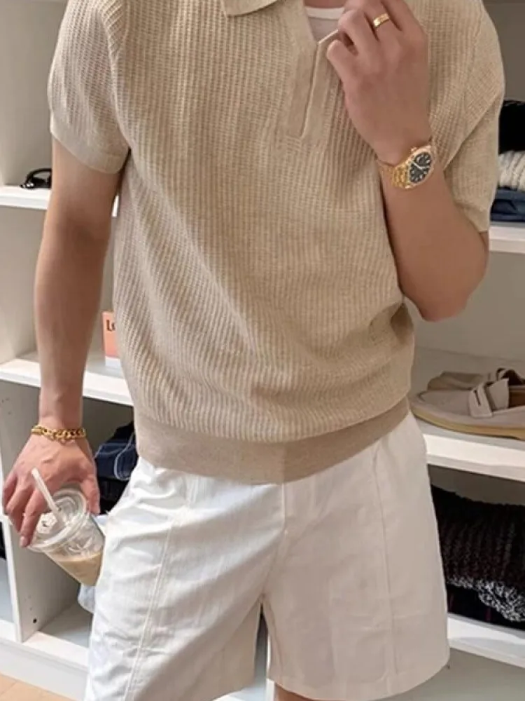 

Oriole Collar ort Sve irt Knitted Spor Retro Sle Young Men's Faion mat Old Money Sle T-irt