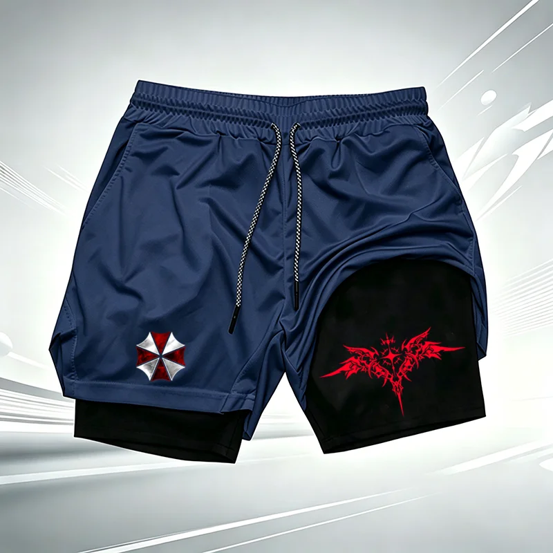 2-in-1-Kompressions-Laufshorts für Herren mit Evil Umbrella Corp-Aufdruck, schnell trocknend, doppellagig, für Fitness, Workout, Training, Sportshorts wx282 – Detail 8