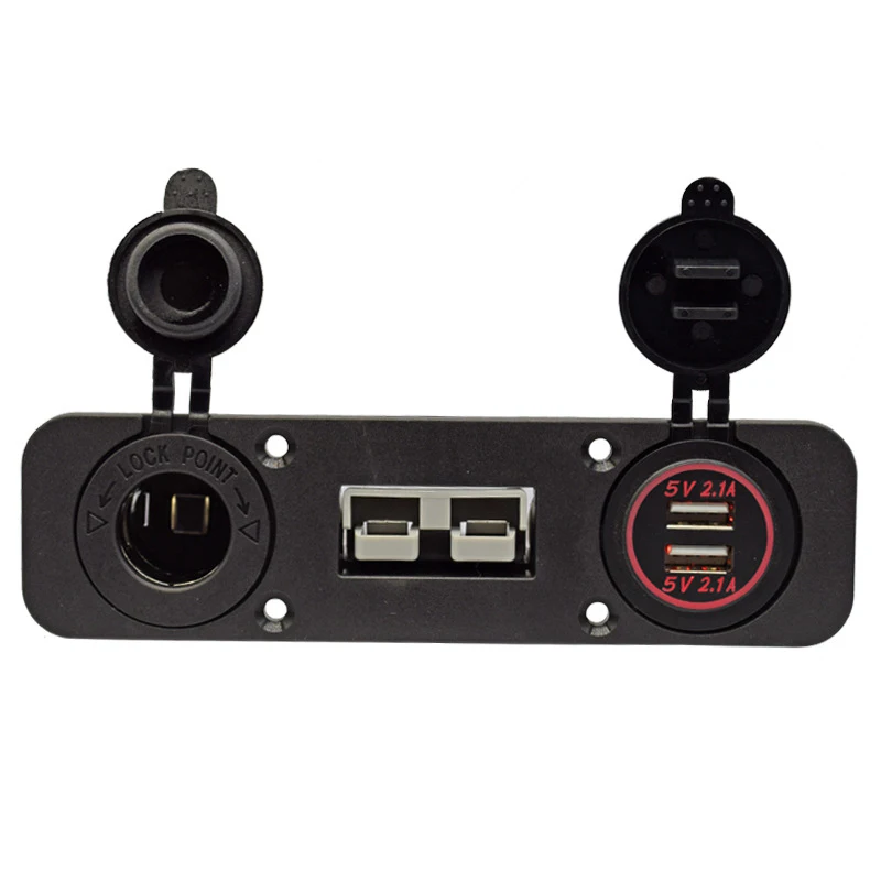 4.2A Flush Mount Anderson Plug Socket Double USB Charger Socket Cigarette Lighter Panel for Caravan Camper Boat Truck RV