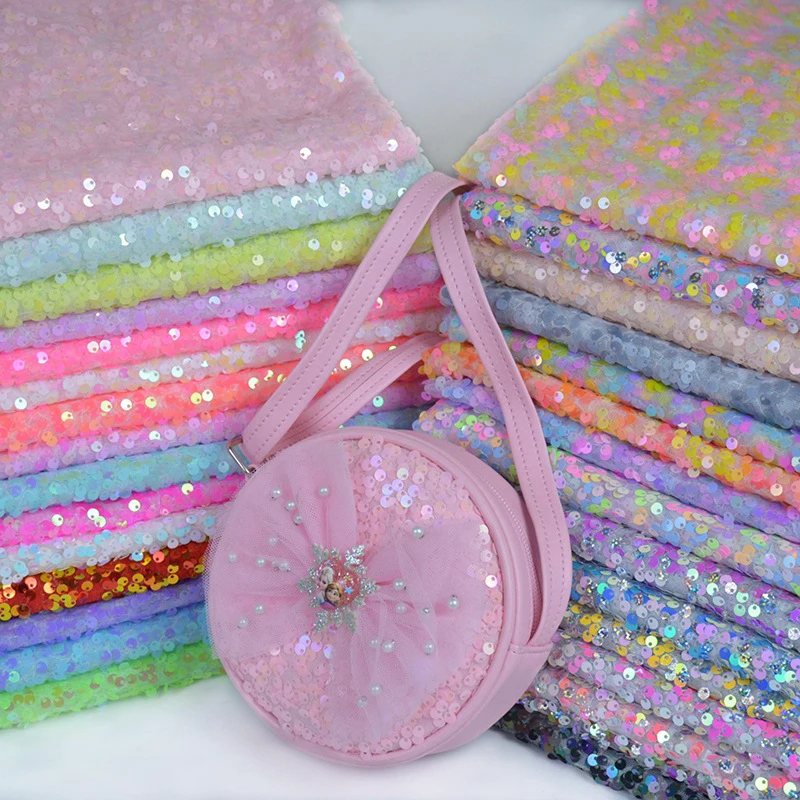 Tessuto con paillettes colorate crittografate Abiti da festa di nozze fai da te Scarpe Cappello Decorazione di sfondo scenico Tessuto glitter lucido multicolore