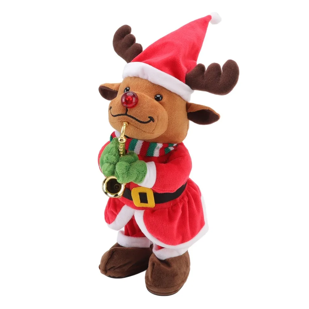 Swinging Motion Animated Christmas Plush Doll Battery Powered Cotton Filling Christmas Musical Plush Toy Festive
