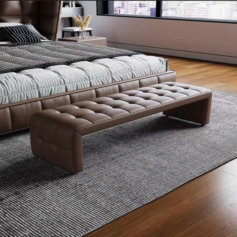 The first layer of cowhide bedside bench, bedroom can sit on the end of the bed bench, hat room Internet celebrity shoe stool