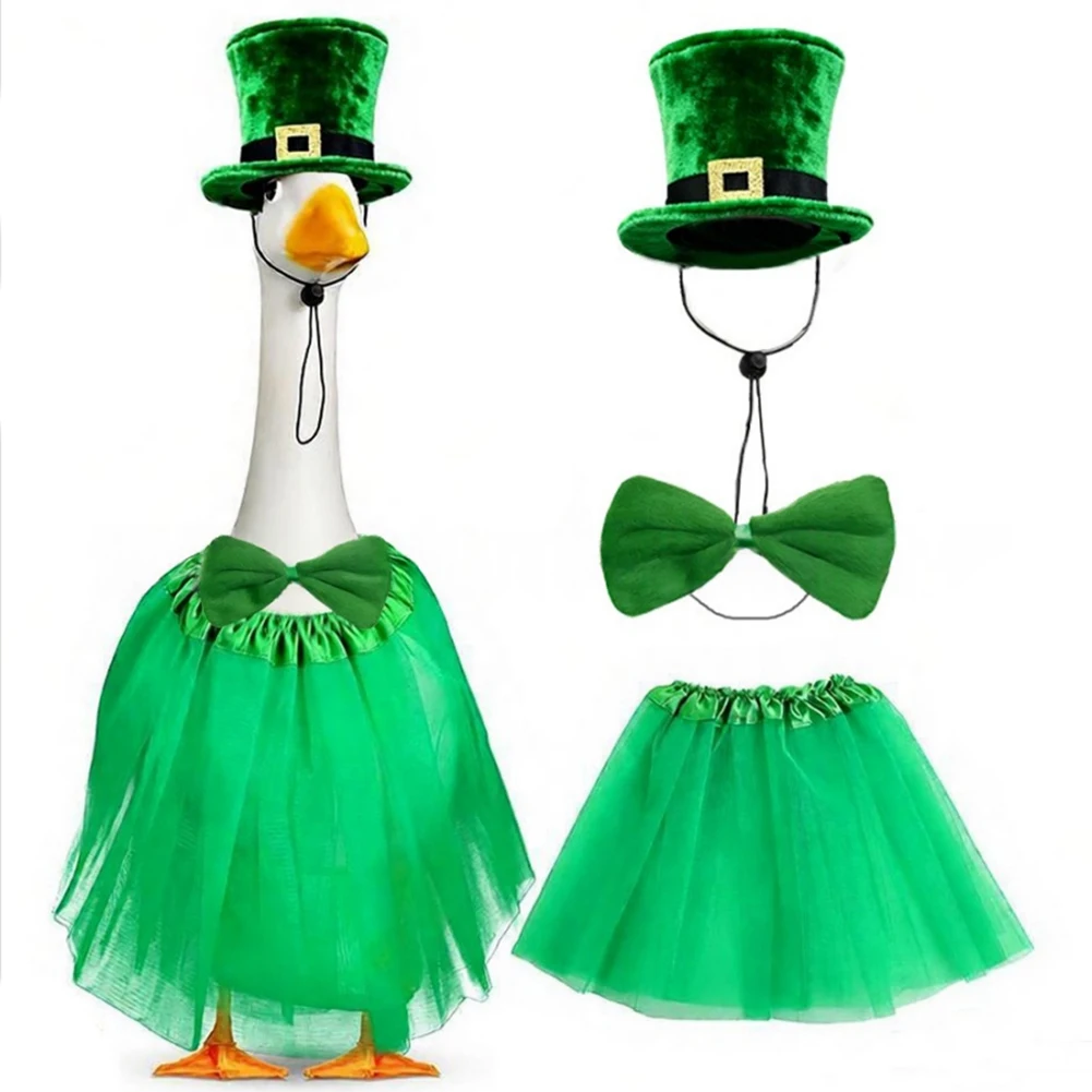 

Vibrant Green Lawn Goose Outfit Top Hat Bandana Set Tuxedo Bandana Retains Shape Fade Resistant Finish Seasonal Lawn Decoration