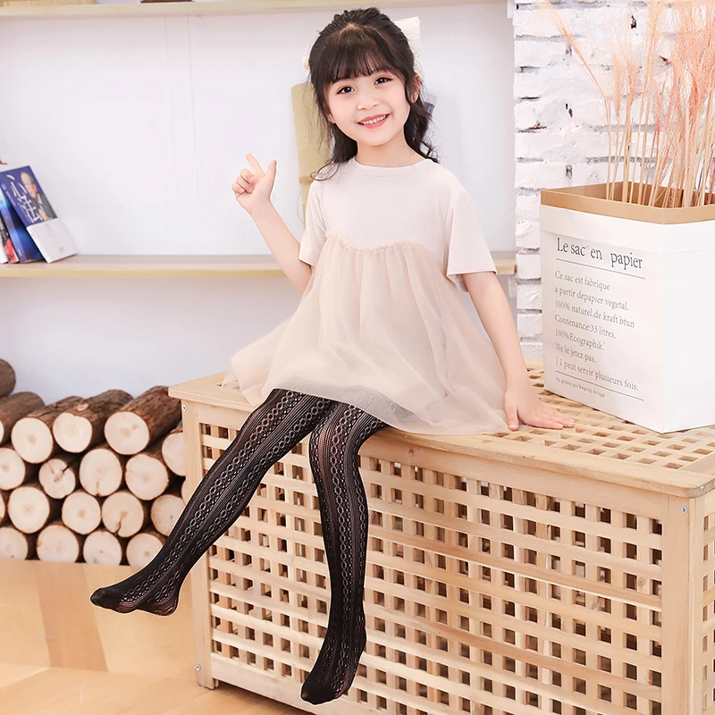 Child geometry lace mesh stockings hollow out breathable not sultry Pantyhose fashion cute bottoming Sweet Princess Girls Tights
