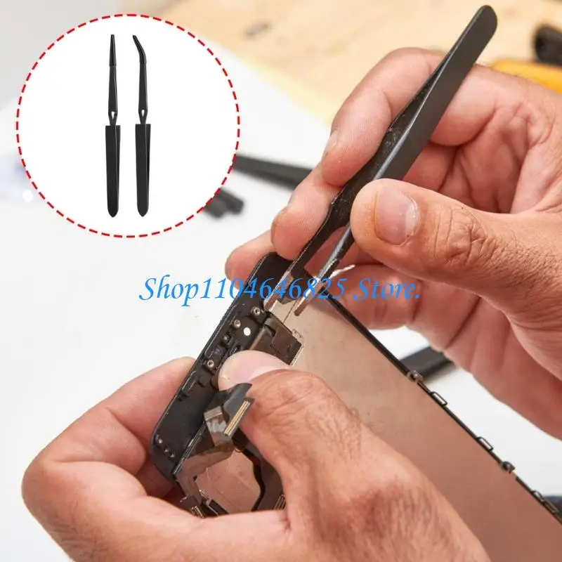 2Pcs Reverse Tweezers with Rubber Tip Set Stainless Steel Long Industrial Tweeze