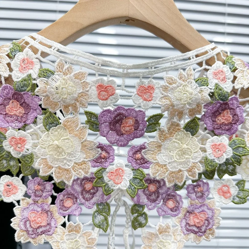 패션 자수 여성 레이스 칼라 가짜 칼라 칼라 휘장 분리형 셔츠 레이스 업 목도리 망토 가짜 거짓 칼라