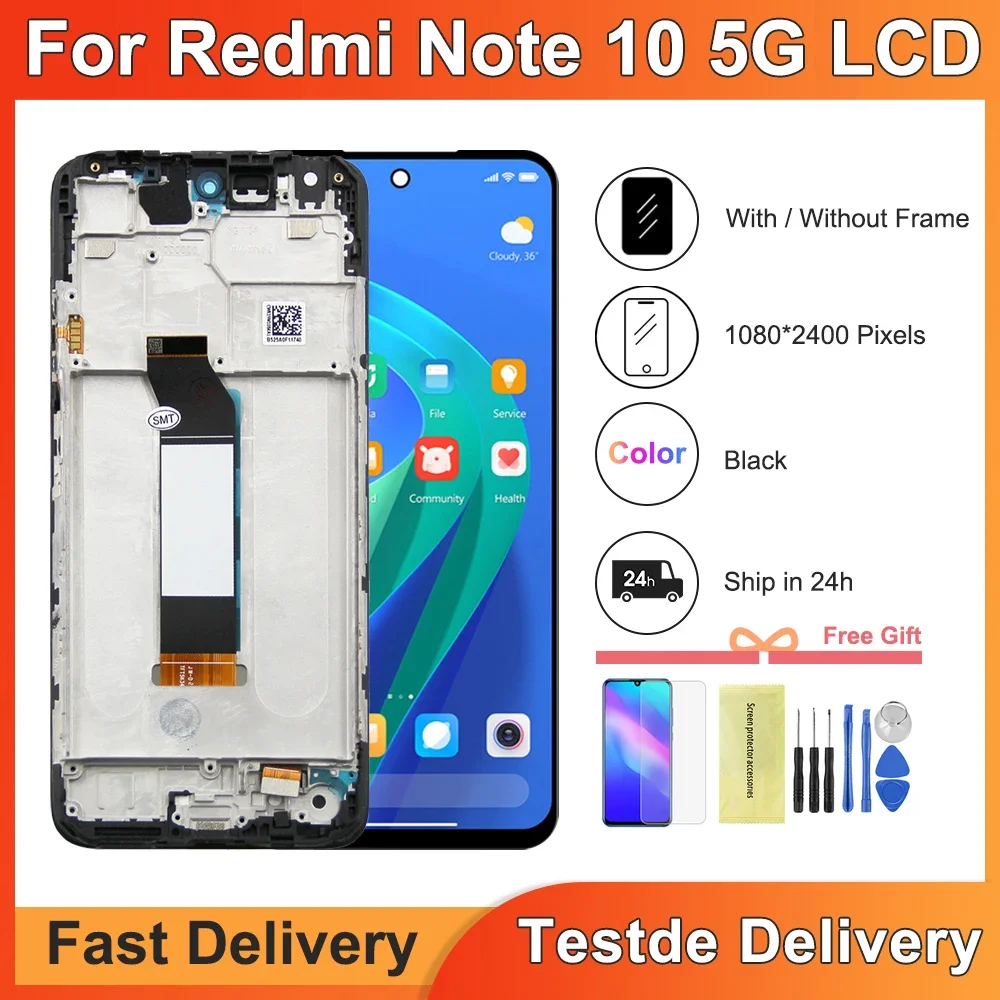

6.5" Screen For Xiaomi Redmi Note 10 5G Lcd Display Touch with Frame Digitizer For Redmi Note 10 5G M2103K19G Display
