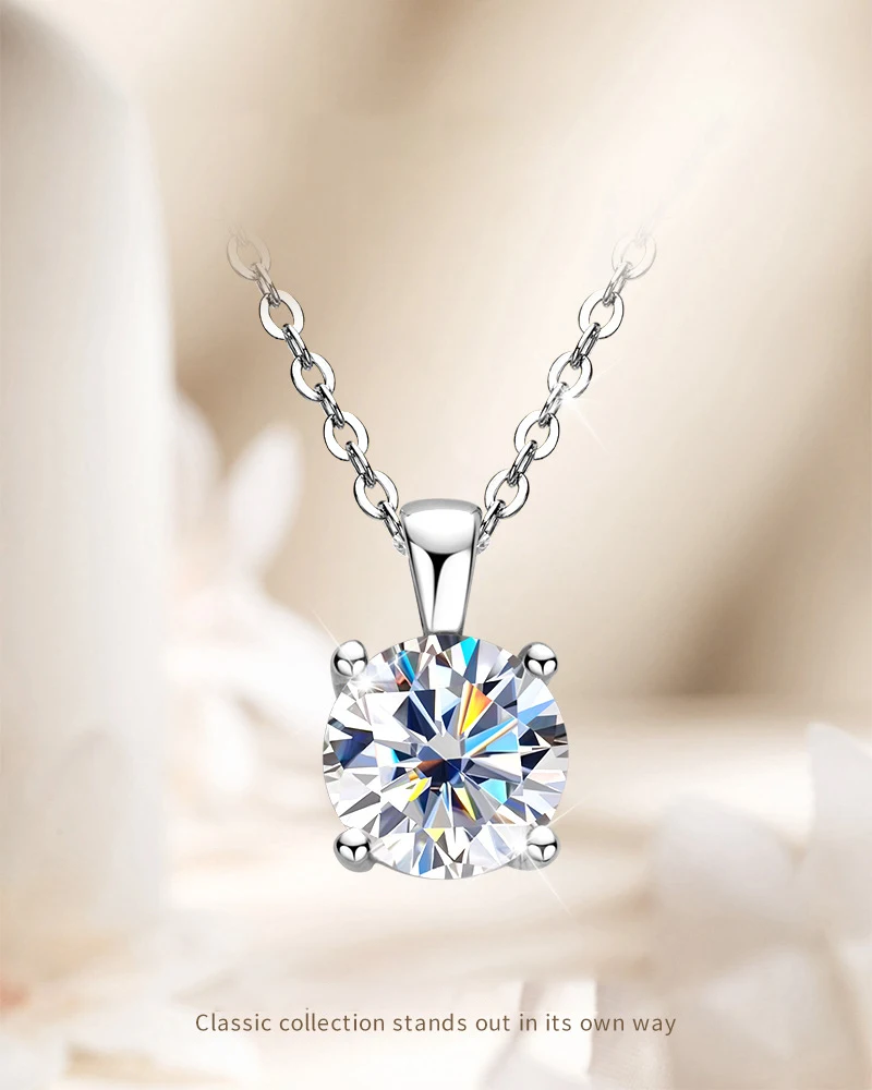 

Ожерелье с муассанитом 1 карат, пасьянс, сертификат GRA, изящное серебро 925 пробы, 18 карат, классические ожерелья для женщин