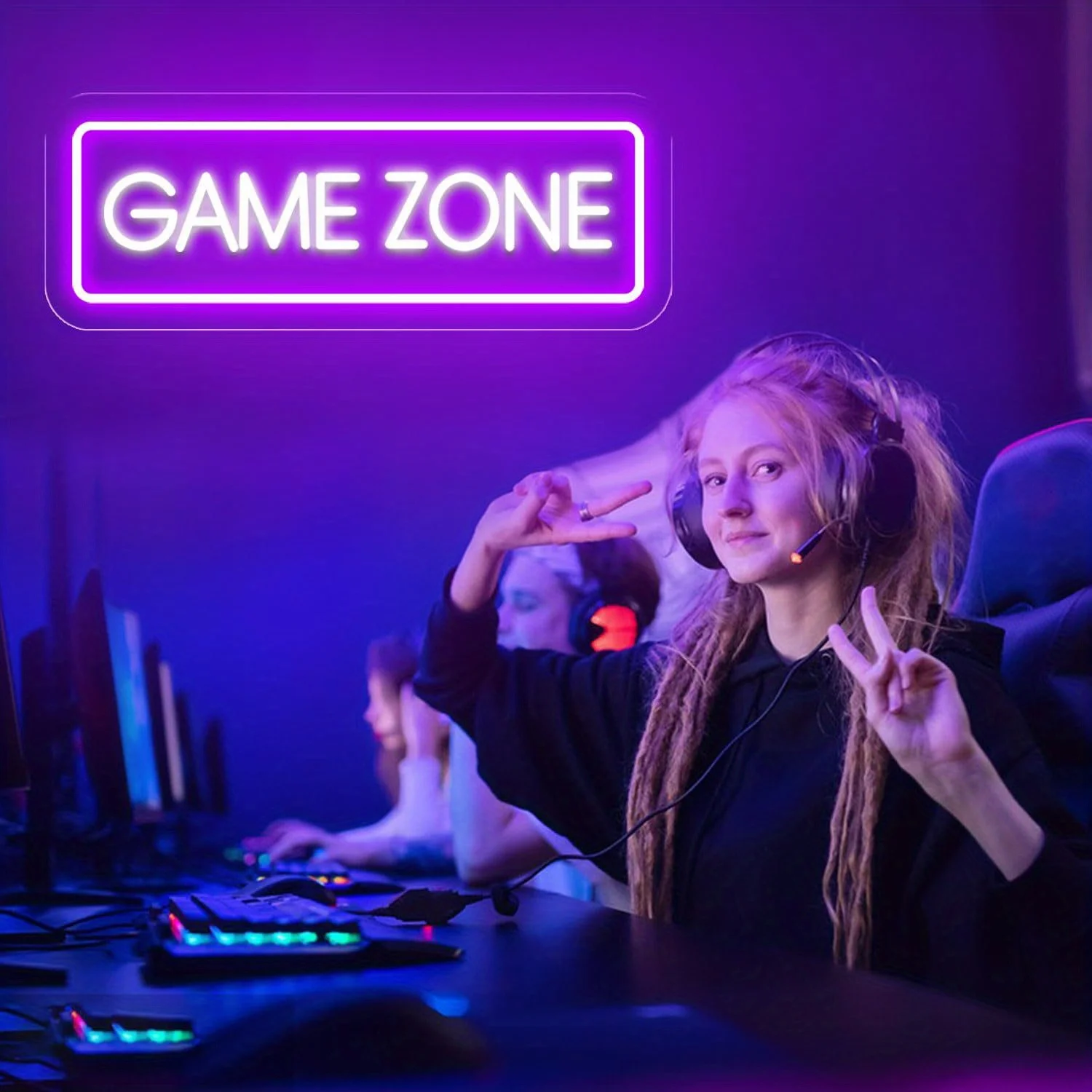 Game Zone Neon Sign Dimmable Neon Sign for Gamer Room Decor USB Powered Light Up Gaming Neon Sign for Room Decor Gifts For Gamer