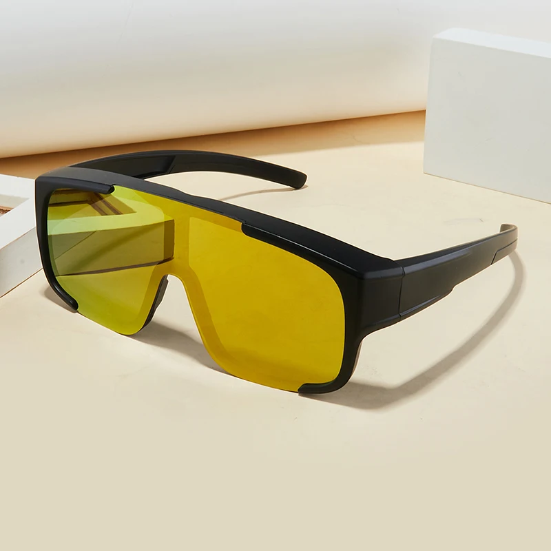 1Pc Men's Sports Glasses New Cool Trendy Retro Large Frame Goggles Personality Street Style Suitable for Outdoor Motorcycle Ridi