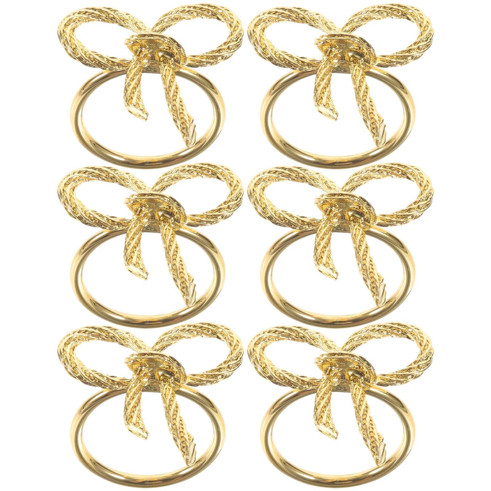 

6pcs Bowknot Napkin Rings Golden Reusable for Wedding Dinner Holiday Party Table Decor Serviette Clasp Napkin Dining Table
