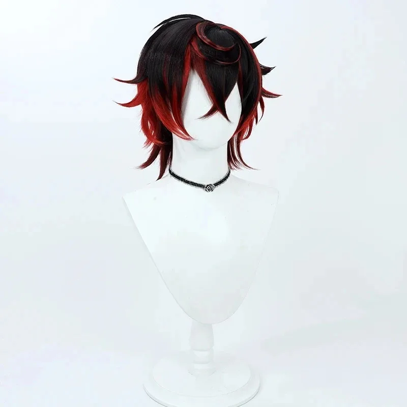 Ss23vtuber k9 kuro kurenai cosplay curto preto vermelho resistente ao calor cabelo sintético festa de halloween role play carnaval + peruca ca