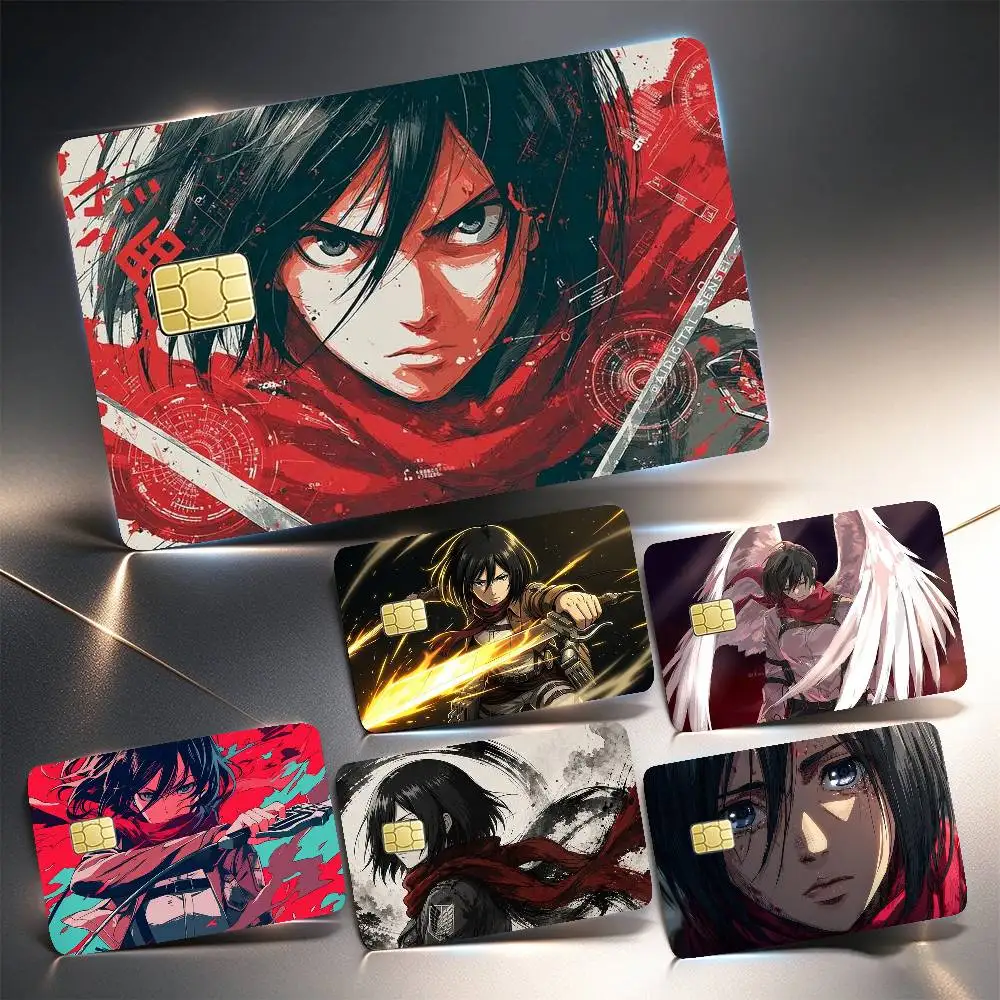 Mikasa Ackerman Attack on Titan  Credit Card HD Stickers Game Card Decal Small Chip Waterproof Sticker Gift