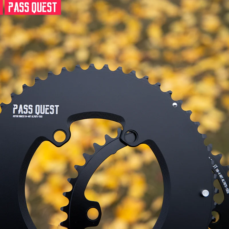 PASS QUEST ROT BCD110 2X Sprocket AERO crankshaft set Round black 9-11 speed Road bike Gravel bike 46T 48T 50T 52T 53T 54T