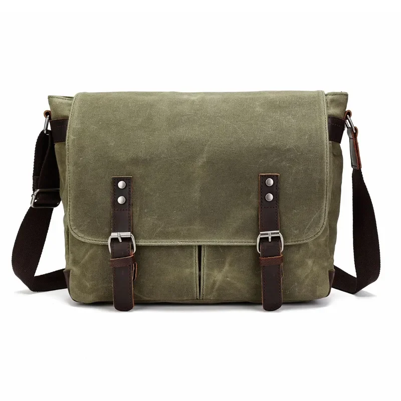 Vintage Canvas Messenger Bag Large Capacity Shoulder Handbag Contrasting Color Casual Crossbody Tote for Women Men Daily Use