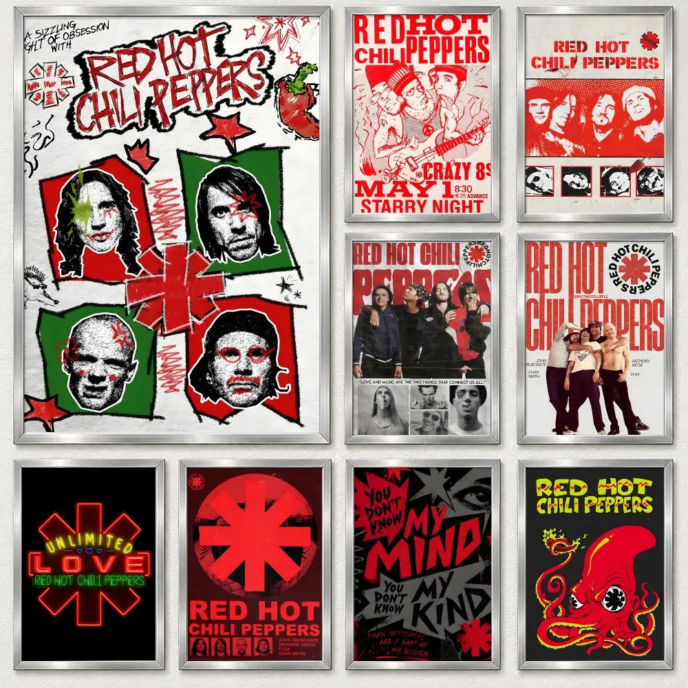 Legendary Alternative Rock Band Red Hot Chili Peppers Poster Self‑Adhesive Waterproof PP Poster Coffee Bar Wall Art Home Decor