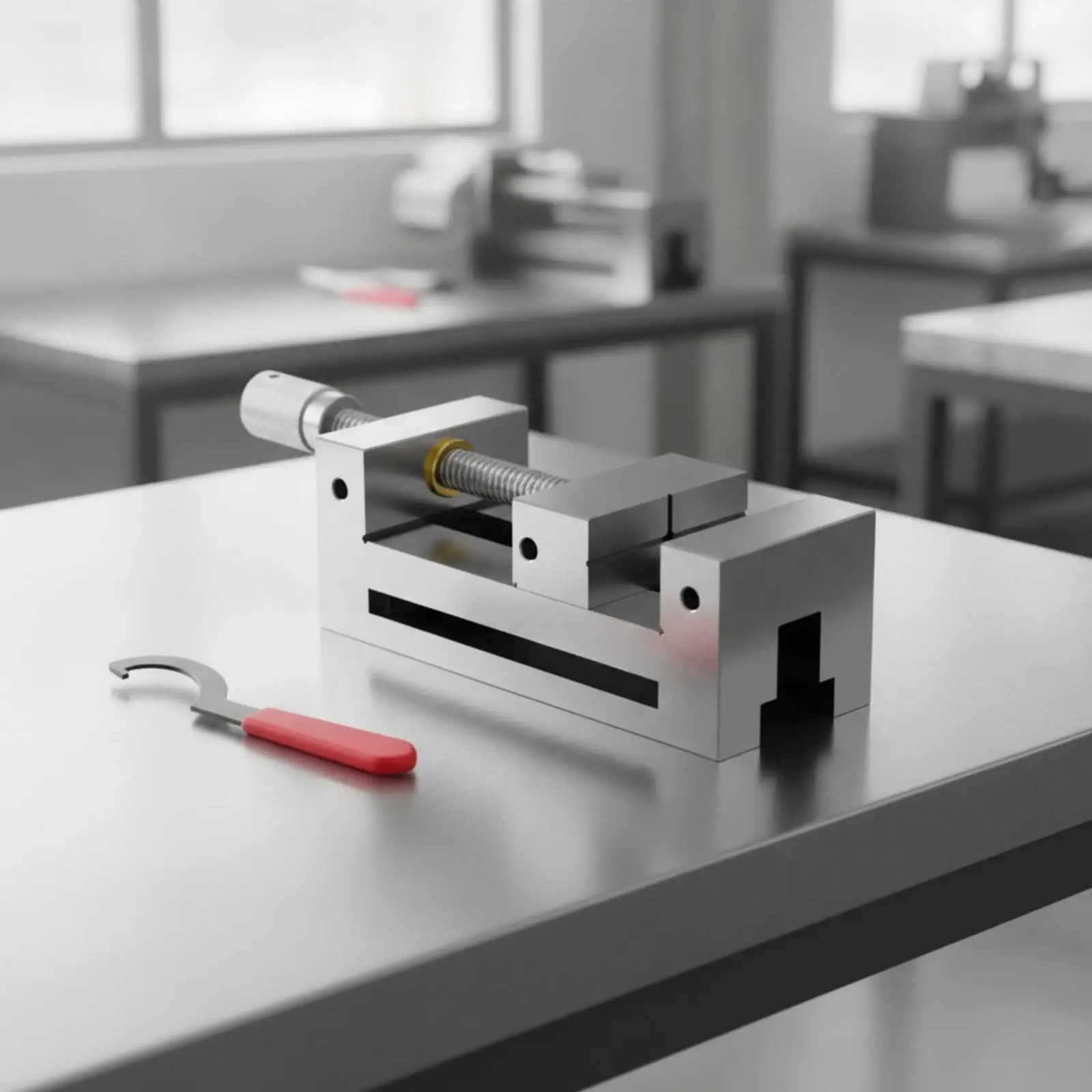 Precision Steel Vise Stainless Bench Mount Clamp with Knurled Knob for Workshop Fabrication and Hobby Use