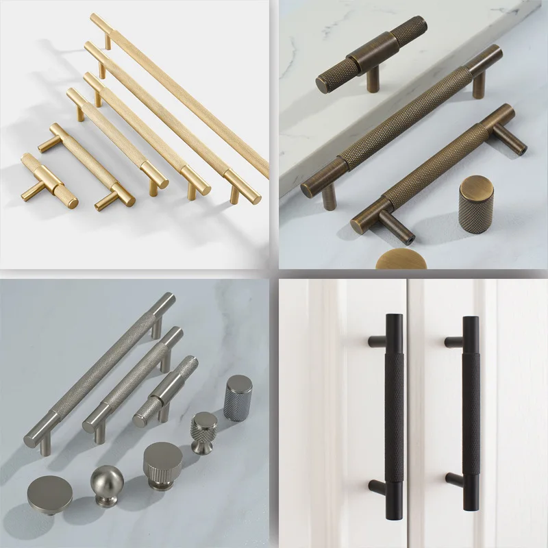 Solid Brass Knotting 500mm Long Handle Kitchen Cabinet European Style Light Luxury Brushed Brass Gold/Black/Antique Handle