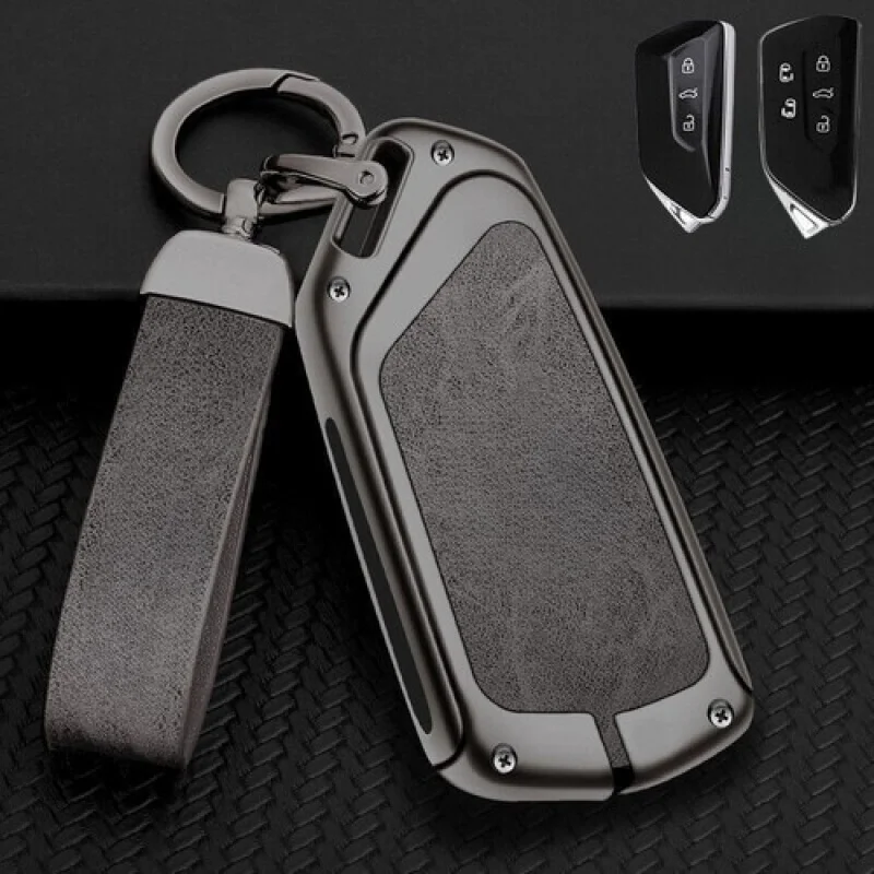 A + سبائك الزنك بولي TPU الجلود مفتاح السيارة فوب غطاء لشركة فولكس فاجن سكودا MK 8 ID.3 جولف 8 ID.4 #3