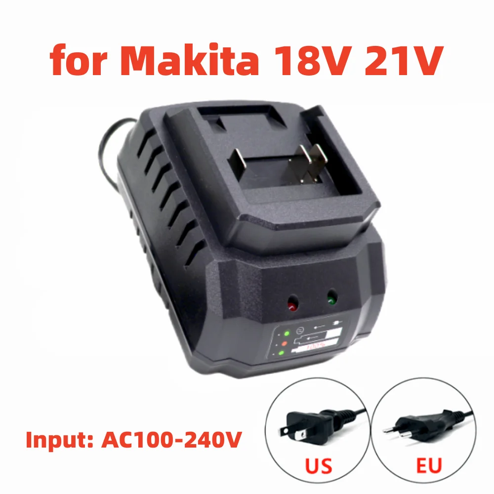 Akku-Ladegerät, geeignet für Makita 18V 21V Li-Ionen-Akku, tragbares schnelles Ladegerät für Makita-Akku-Ersatz, EU-Stecker, US-Stecker