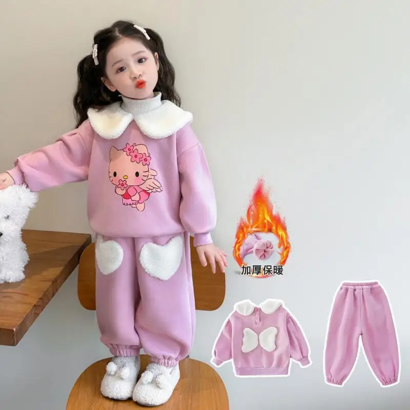 女の子用ベルベットセット-秋冬2025新作-子供用ドールカラー厚手パーカー-ツーピースセット-ベビー可愛い服-女の子用ジャケット