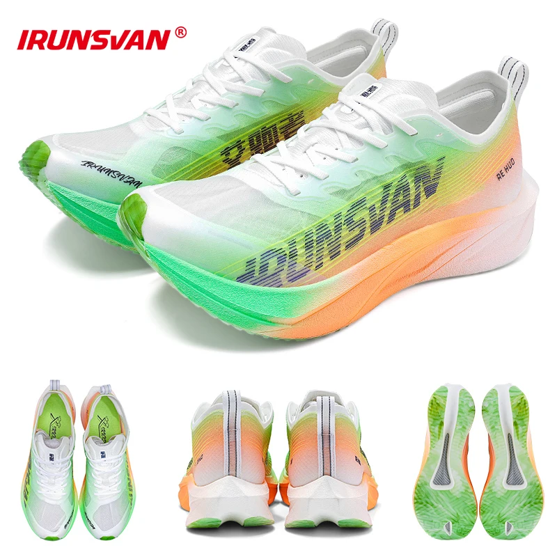 IRUNSVAN HEAT 2.0 Carbon Plate Sneakers Marathon Racing Professional Running Shoes Men Athletic Training Sport Shoes