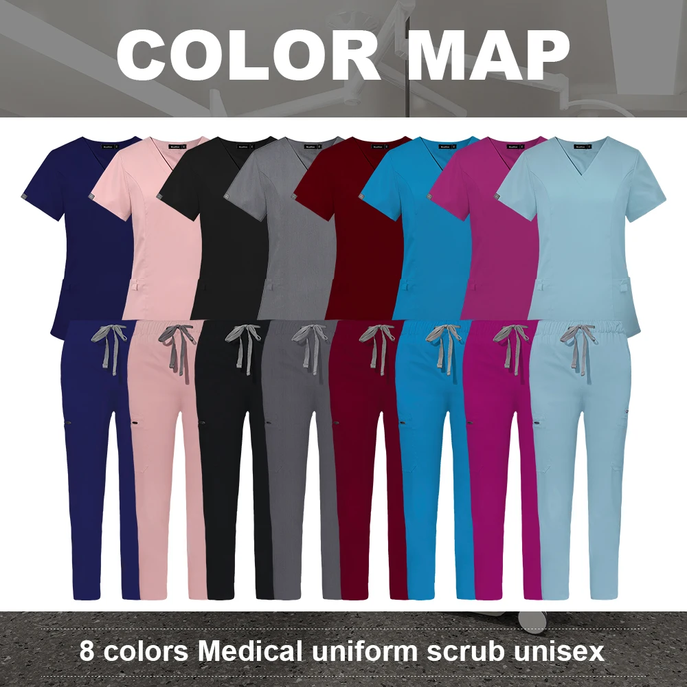 Wholesale Operating Room Surgical Uniforms Solid High-quality Medical Uniform Pet Clinic Healthcare Beauty Salon Nursing Scrubs