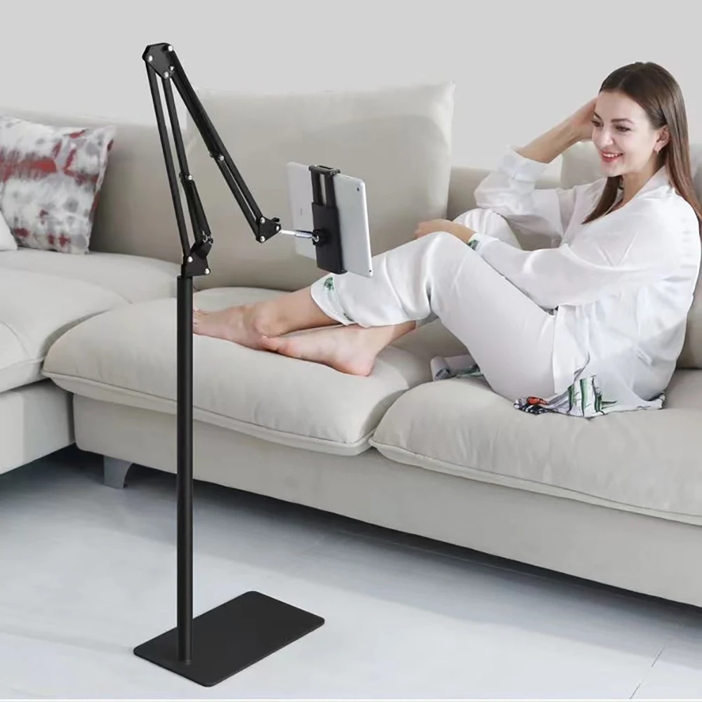 Floor Stand For 4-12.9 inches Mobile Phone IPAD Air Pro Mount Tripod Tablet Sofa Bed Tablet Holder