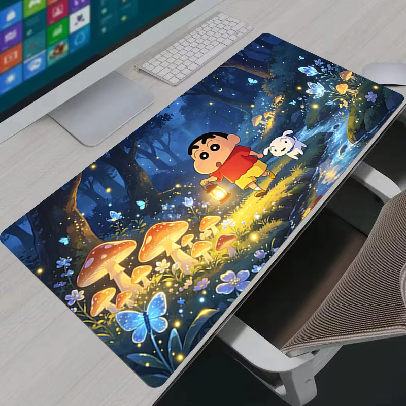 Soft Cartoon Anime Desk Mat, Rubber Non-Slip Gaming Mouse Pad C-Crayon Shinchan Style Large Mousepad for Keyboard Laptop PC