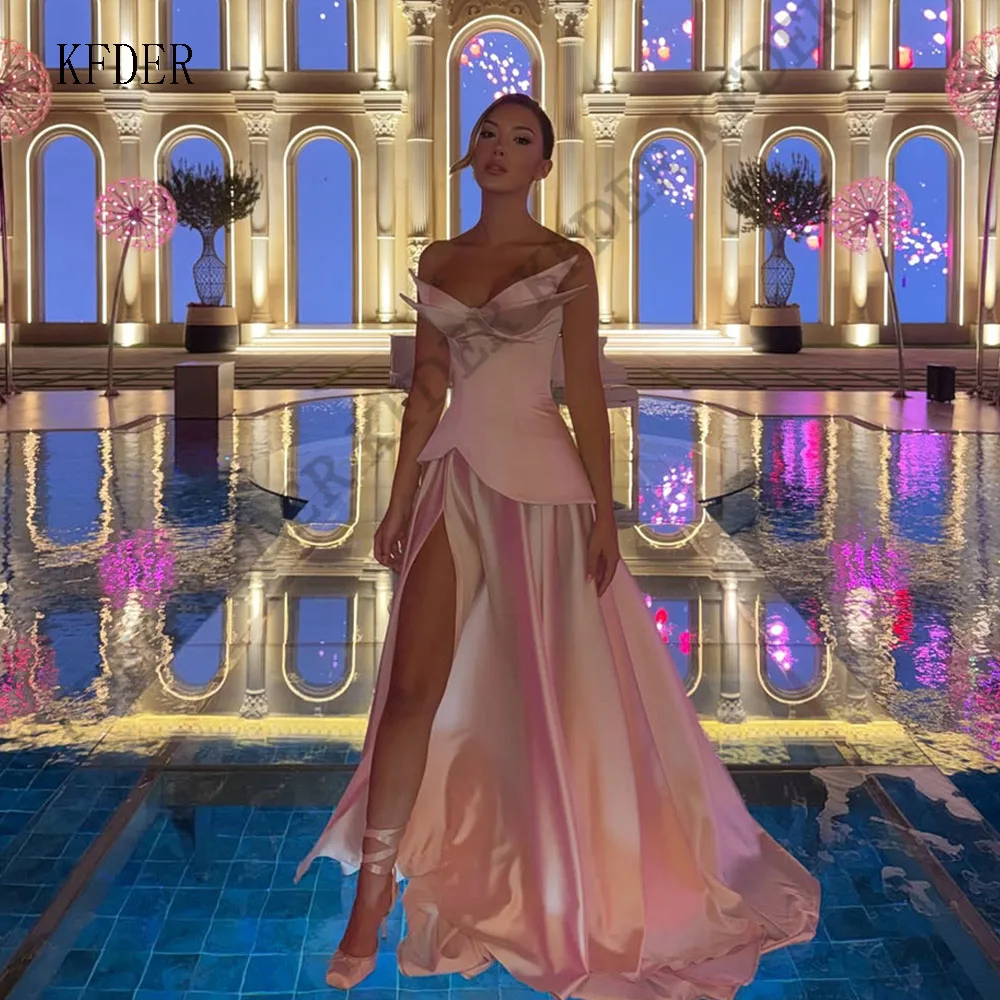 Luxury Women Sweetheart Long Evening Dress Fashion Side Slit Satin Sleeveless Floor Length Prom Party Gown Vestidos De Gala