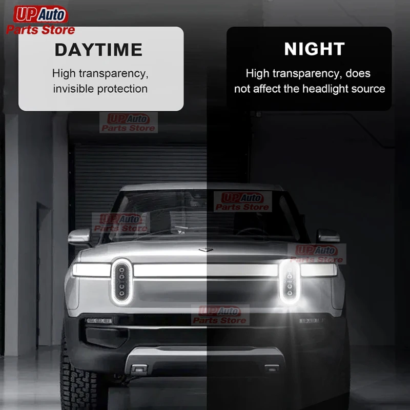 2 Pcs Car Headlight Protective Film Transparent Black TPU Sticker For Rivian R1T 2021 2022 2023 Accessories