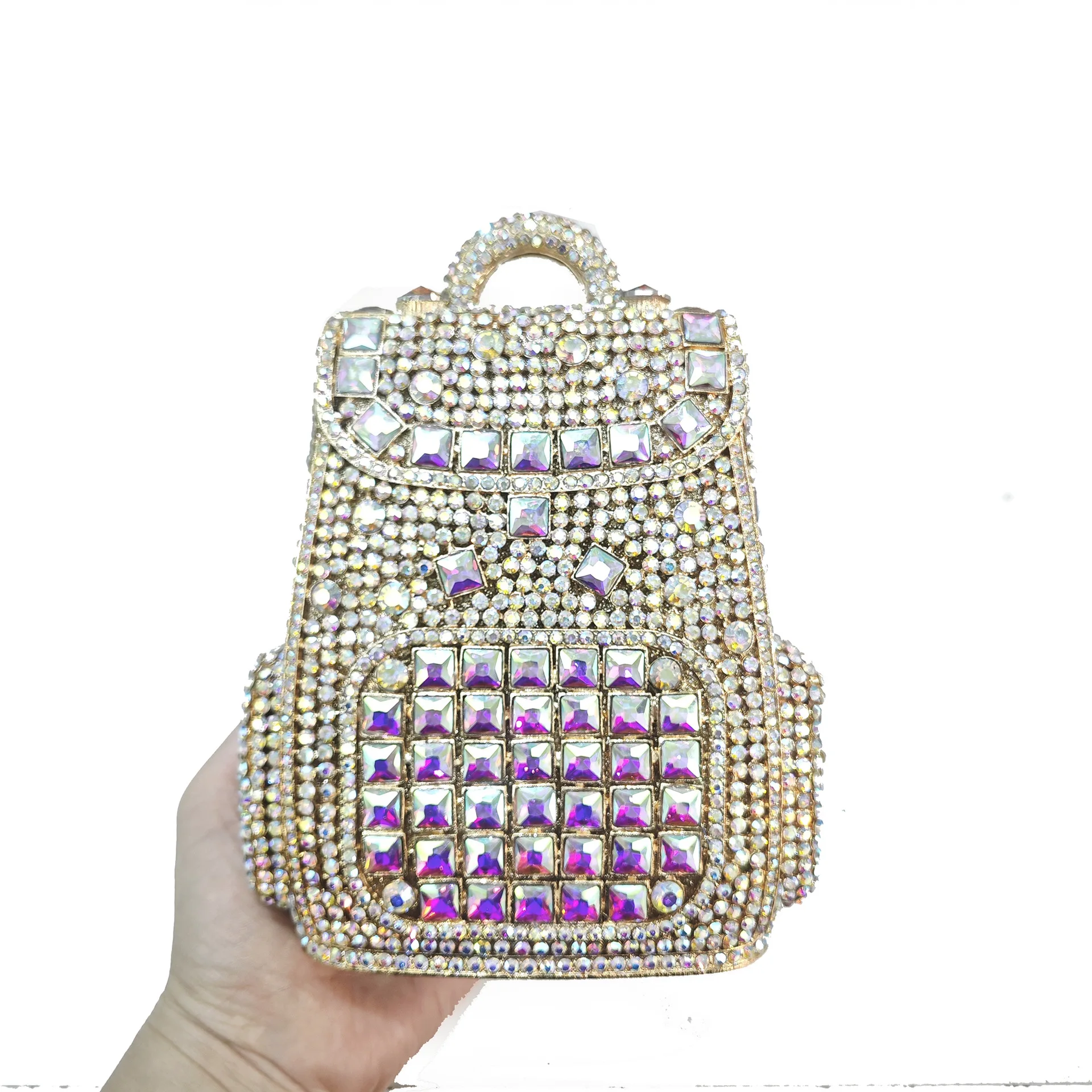 Diamond-encrusted dinner women's fashion style full of diamonds clutch banquet dress  small square  chain bag