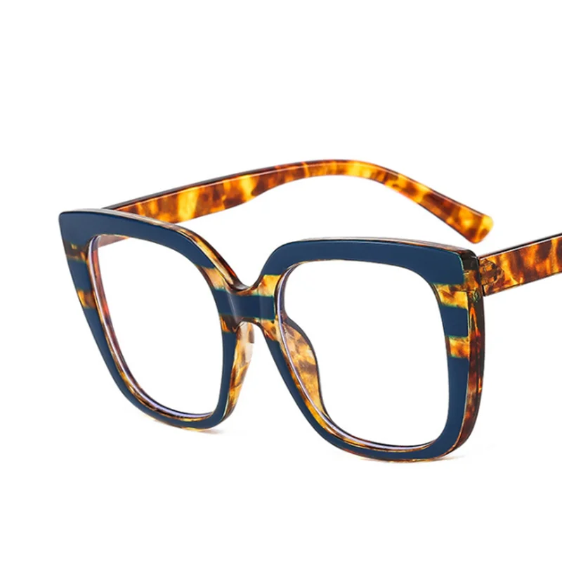 Oversize Square Frame Clear Lens Glasses Colorful Leopard Myopia Nerd Spectacles Degree -0.5 -1.0 -2.0 -3.0 -4.0 to -6.0