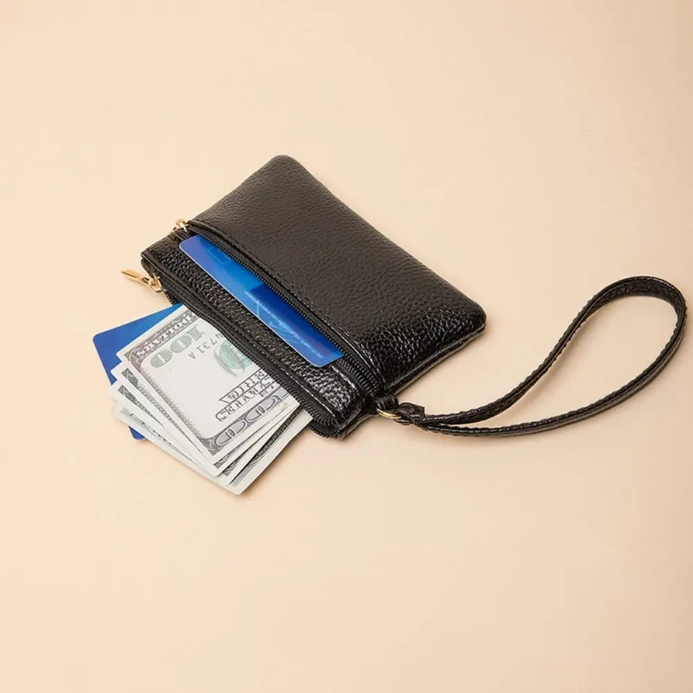 Fashion Design Korean Style Lichee Pattern Zipper Coin Purse Solid Color Wallet Small Item Bag Coin Purse PU Women