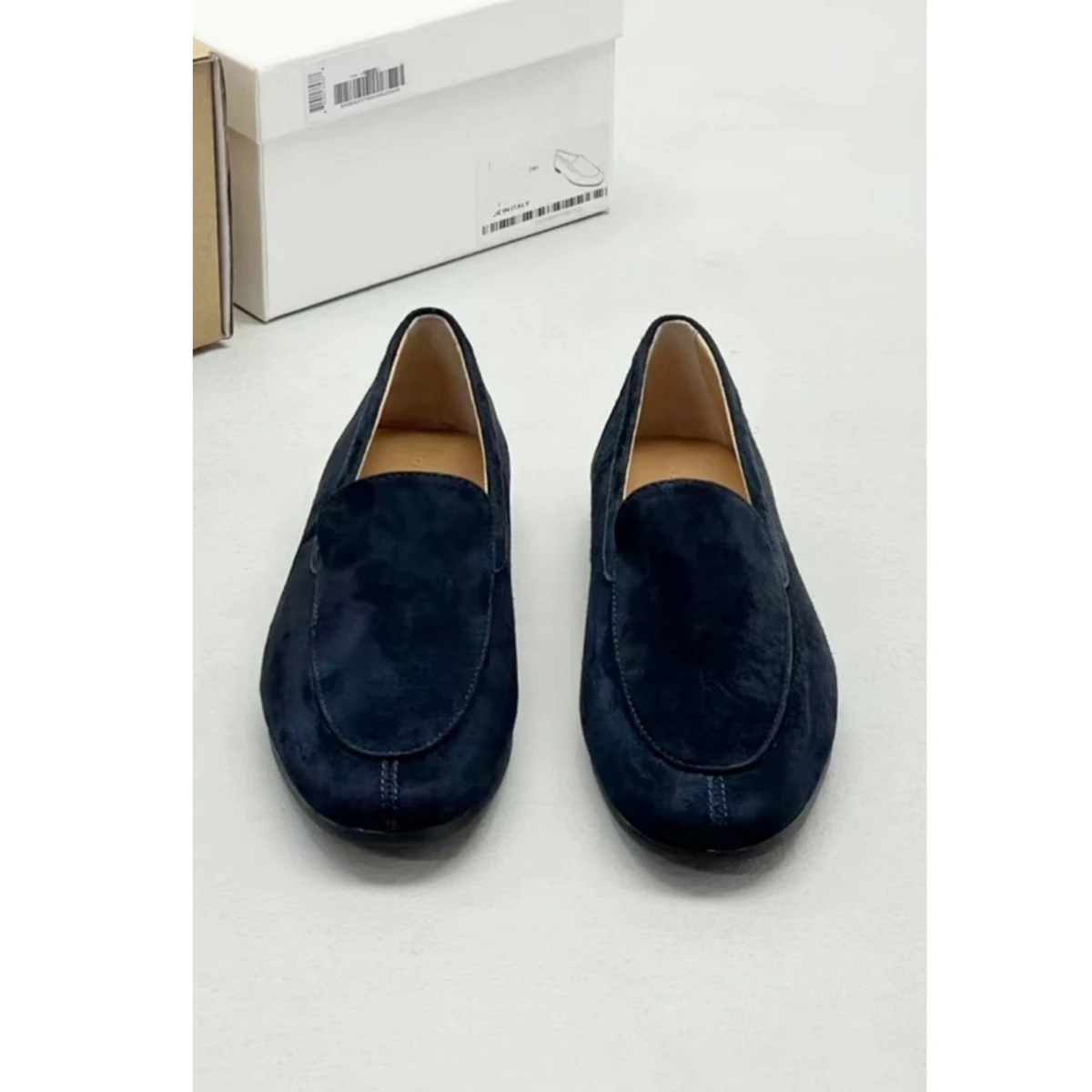 25 year new European and American minimalist genuine leather women's casual flat bottomed loafers