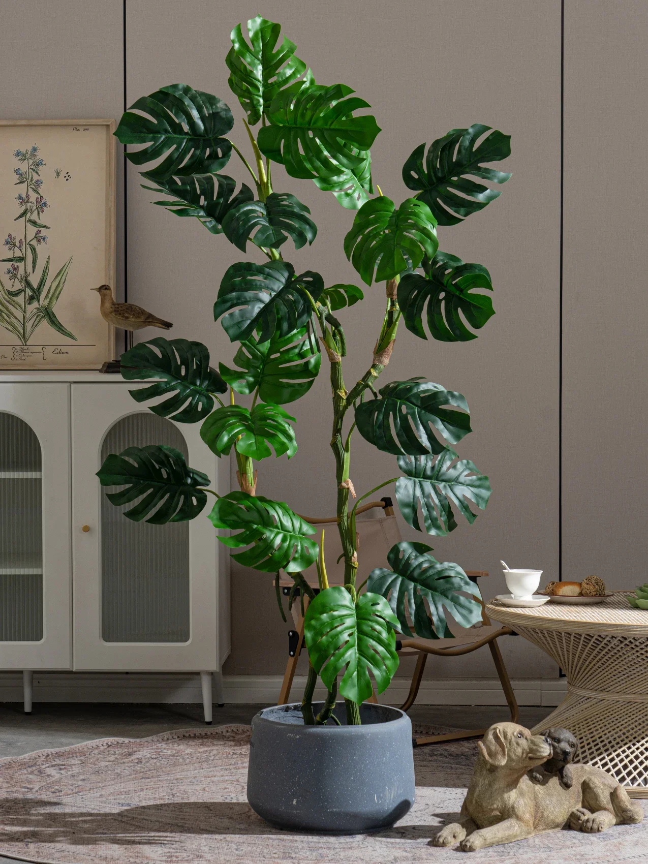 Large Leaf Simulation Turtle Back Bamboo Bionic False Tree Green Plant Turtle Back Leaf False Flower Landscape Home Decoration