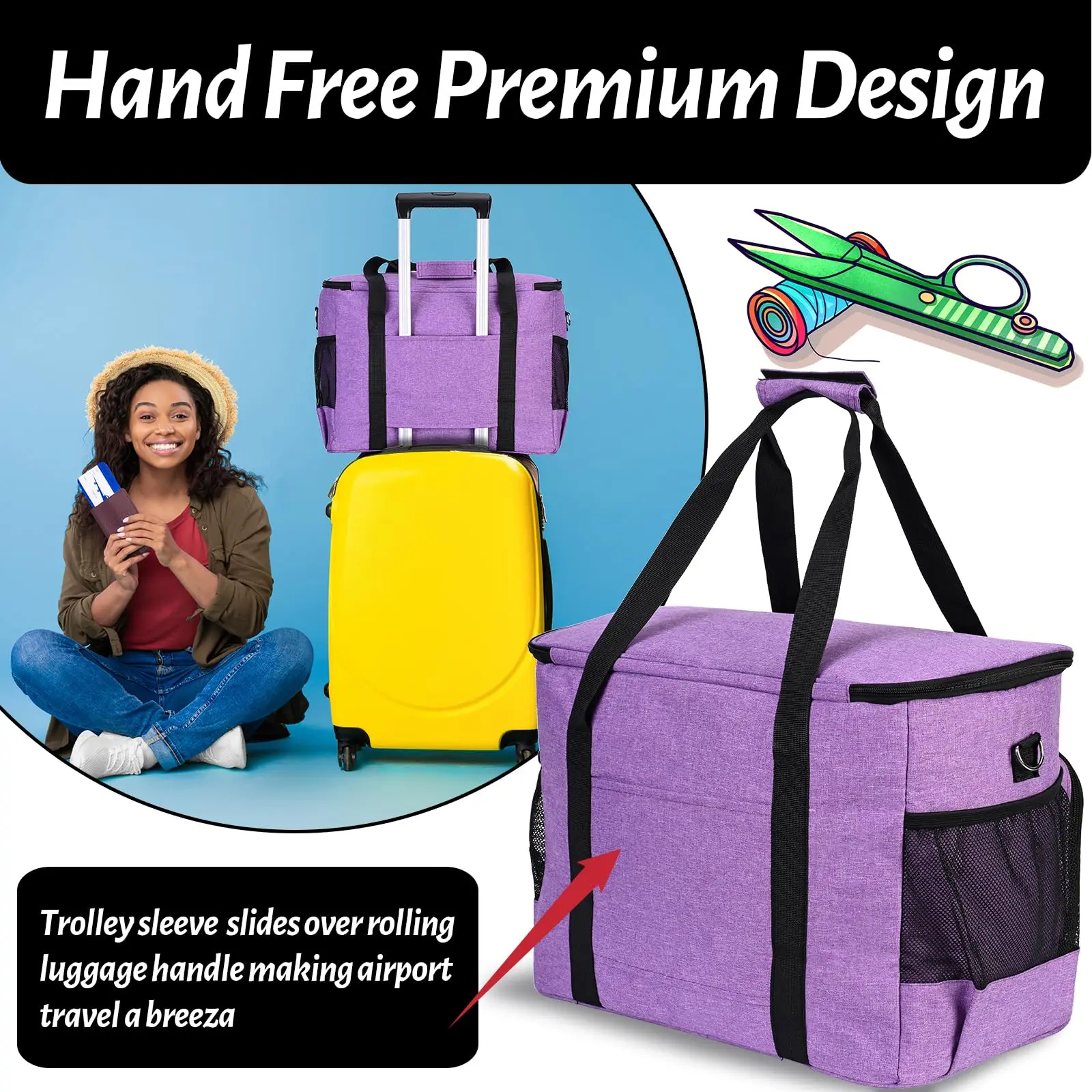Premium Sewing Machine Carrying Case - Padded Storage Bag with Multiple Pockets & Accessory Organizer - Stylish Travel Tote