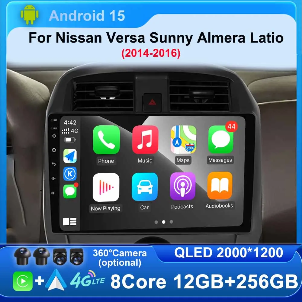

Android 15 Car Radio for Nissan Versa Sunny Almera Latio 2014-2016 Carplay GPS Navigation Multimedia Video Player Auto BT DSP