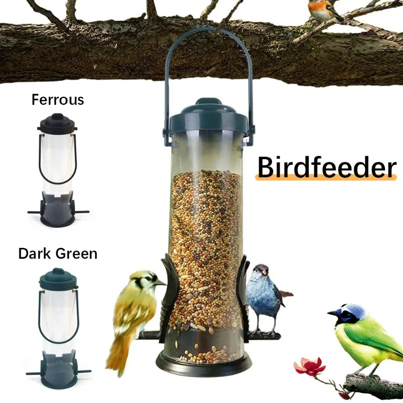 Nuevo comedero para pájaros, balcón salvaje, atractor colgante para exteriores, comedero para colibríes, Material de PVC, suministros para mascotas, salida de grano en ambos lados