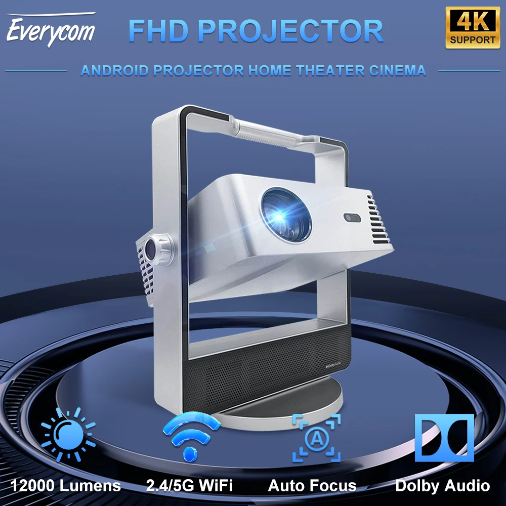 

Проектор Everycom T11 1080P Full HD 2K 4K для видео и фильмов, 5G WiFi, Android, домашний кинотеатр, Smart TV, с Dolby