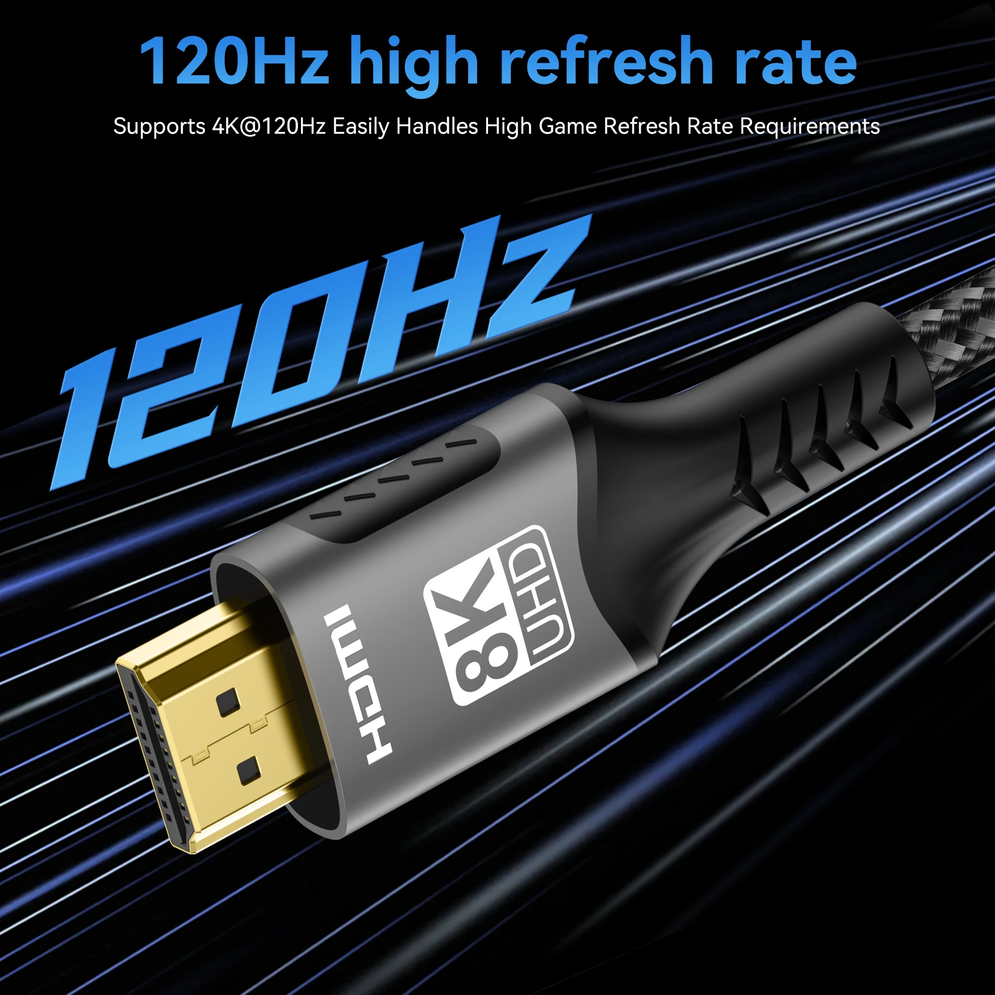 كابل 8K HDMI متوافق 8K @ 60 هرتز 4K @ 120 هرتز 48 جيجابت في الثانية HDMI2.1 كابل HDR كابل فيديو بتأثير ثلاثي الأبعاد لأجهزة الكمبيوتر المحمول HDTV PS5