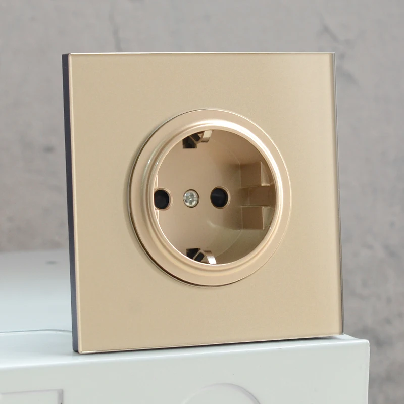 Wall Electrical EU Standard Power Sockets RJ45 TV Internet Data Female Sockets Luxury Golden Push Button Home Switches