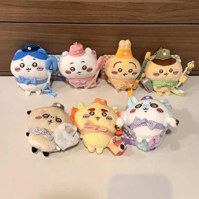 

Chikawas Picnic Adventure Plush Keychain Usagi Hachiware Momonga Lion Otter Chef Fisherman Cute Anime Bag Charm Doll New