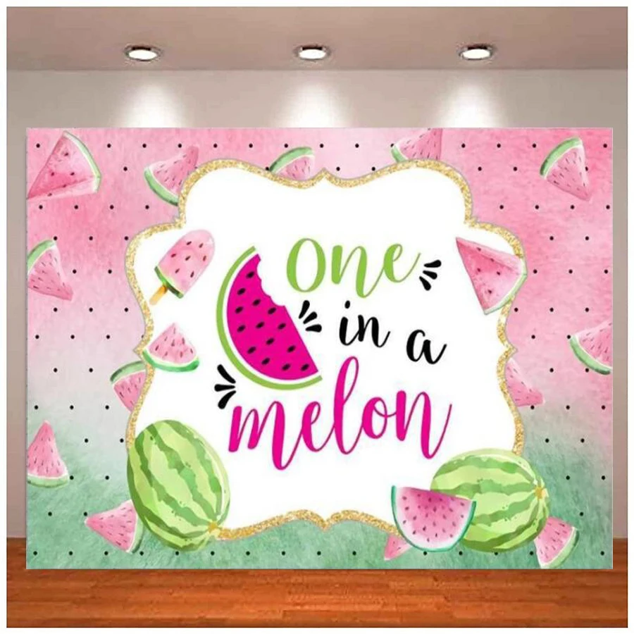 

Watermelon Party Photography Backdrop One In A Melon Birthday Party Banner Background First Birthday Pink Melon Poster